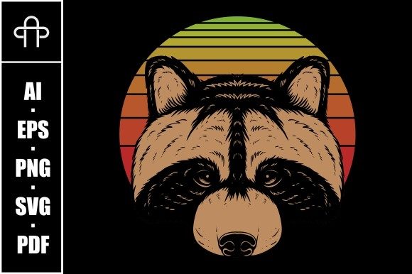 Raccoon Head Retro Vector Illustration Review